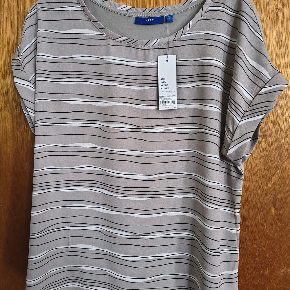 Apt. 9 Women's Striped Blouse - Gray and White